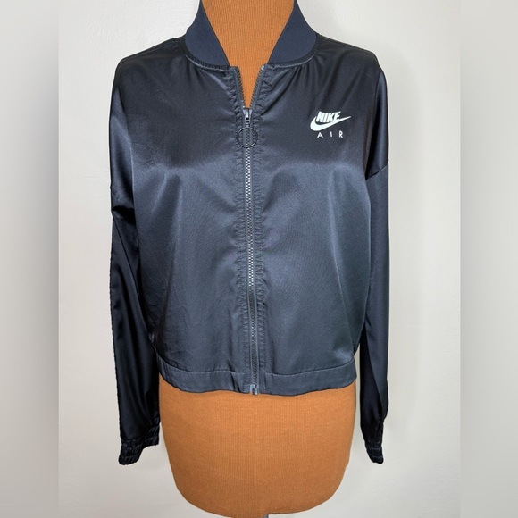 Nike Air Satin Track Crop Jacket Black Size Small - Picture 2 of 11